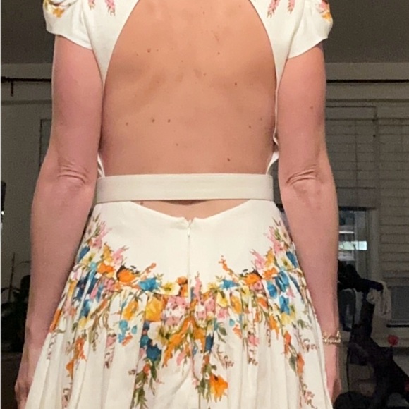 Zimmermann Estelle Floral Print Mini Belted Flared Dress In Multicolor Linen - Picture 7 of 10